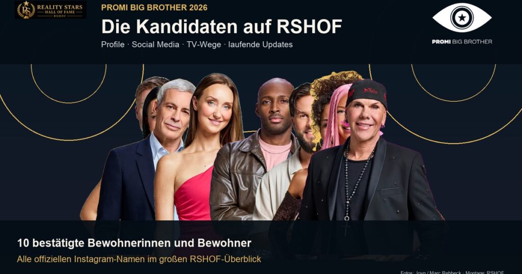 Die Promi Big Brother 2026 Kandidaten auf RSHOF